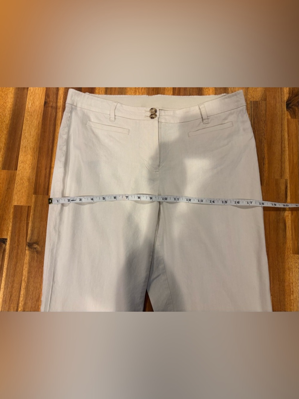 J. Jill Linen Stretch Slim-Leg Pants Slacks Sea Salt Beige Size 8 - Picture 13 of 13
